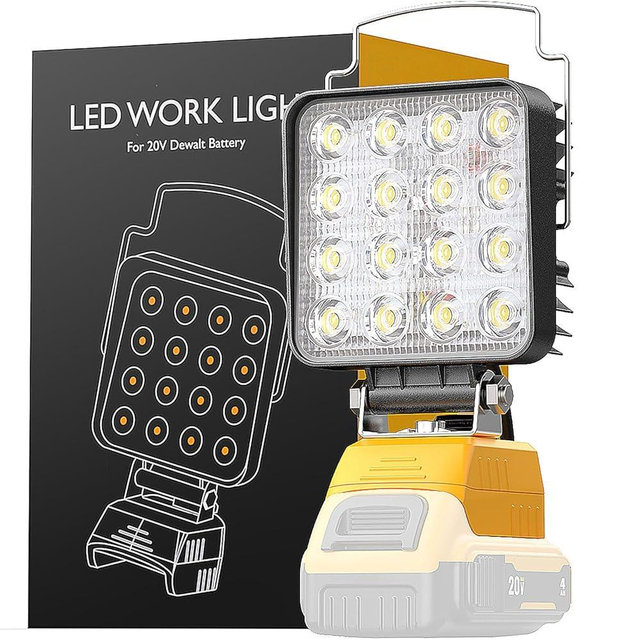 LEDvolve Cordless LED Work Light for Dewalt 18v 20v Battery, 34W 4800LM Flashlight, LED Flood Light, Battery Light for Outdoors and Job Site Lighting with USB & Type-C Charging Port