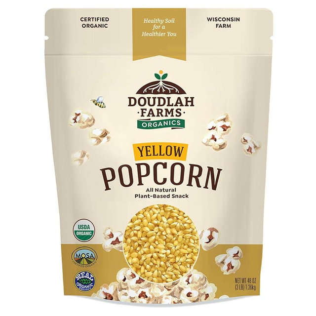 Organic Yellow Popcorn Kernels Unpopped 3 lb - Healthy, Non-GMO, Unsalted, Pesticide-Free, Chemical-Free, Glyphosate-Free, Grown in Regenerative Soil by a Wisconsin Family Farm