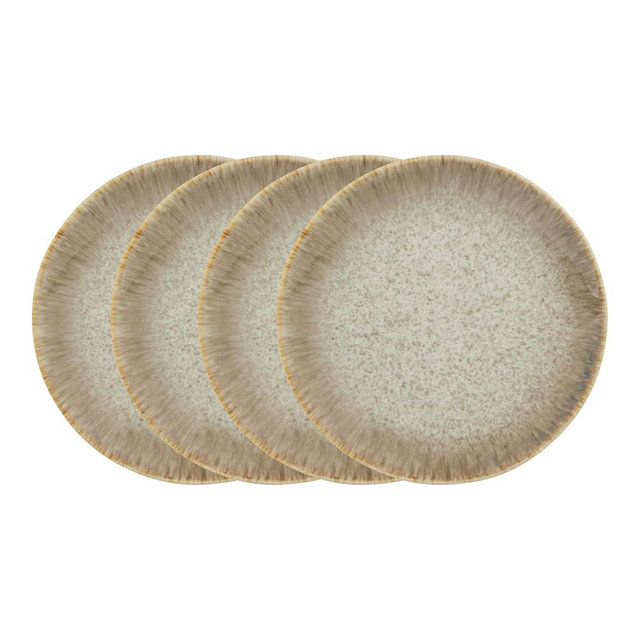 Yellowstone 4-Piece Rainwater Salad Plate Set – Durable Stoneware Plates with Reactive Glaze Finish, 8.25-Inch Diameter, Microwave, Dishwasher & Oven Safe – Rustic Modern Everyday Dinnerware