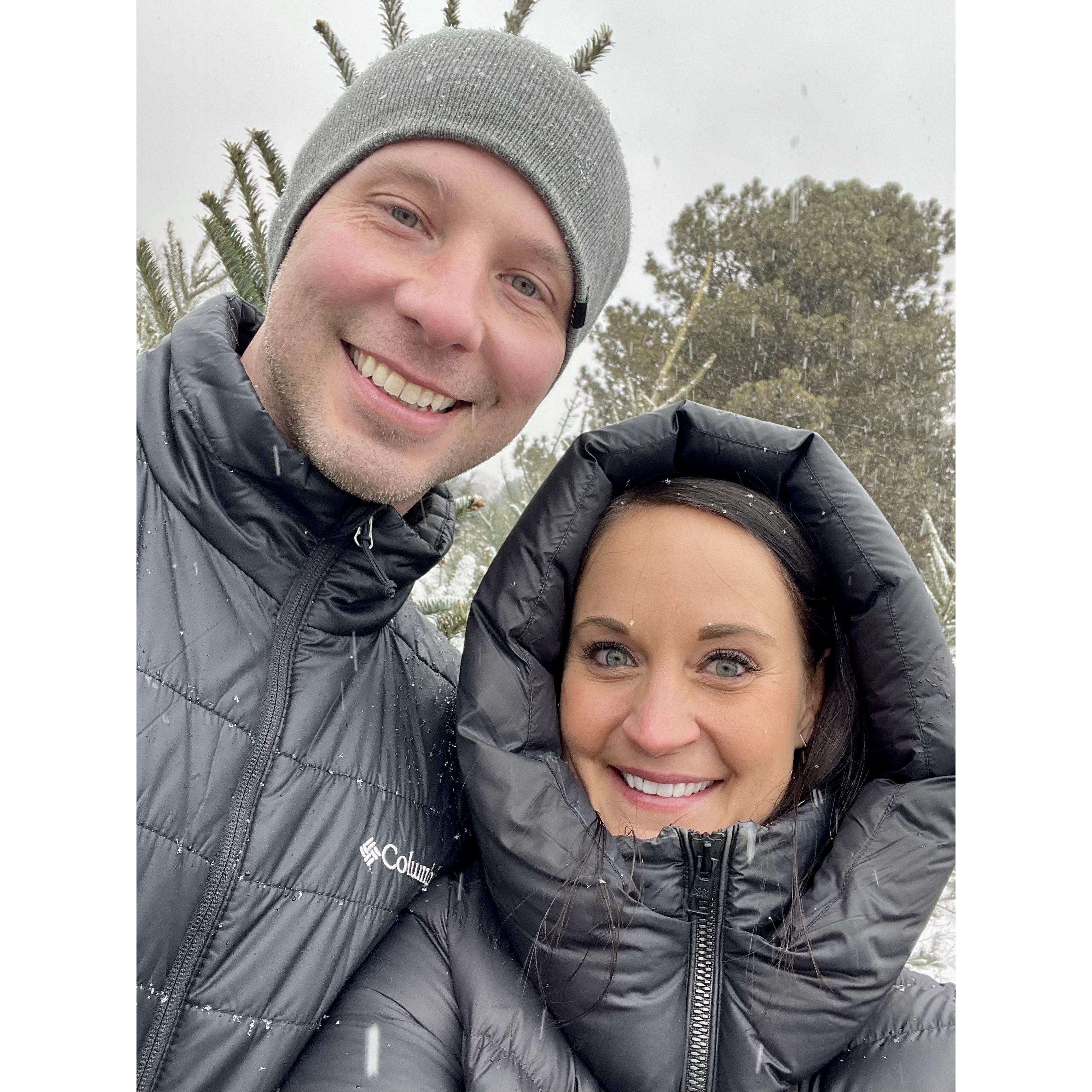 First photo together, Cutting down our 2021 Christmas Tree