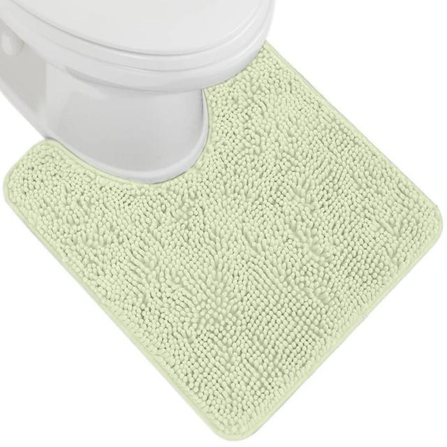 Gorilla Grip Shaggy Chenille Bath Rug Mat for Toilet Base, Machine Washable, Microfiber Dries Quickly, Plush Absorbent Contour Mats for Toilets, Bathroom Decor, Oval U-Shape, 22.5x19.5, Pale Green