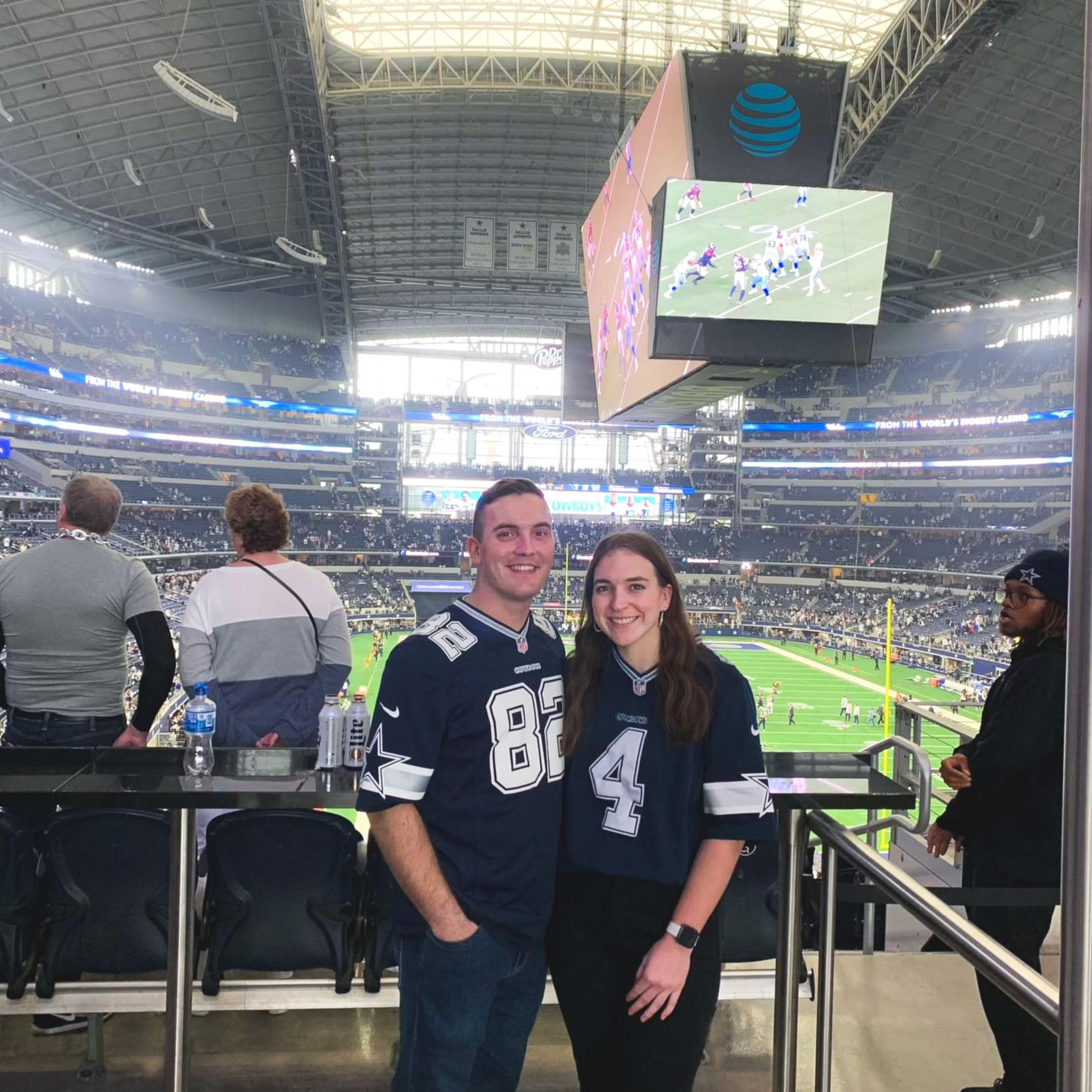 Our first picture together! It is only fitting that it was at a Cowboy's game!