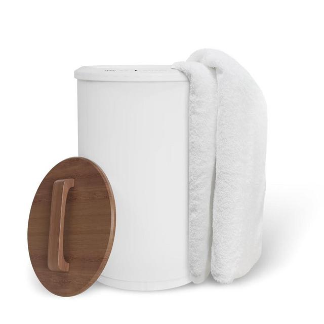 SAMEAT Large Towel Warmer for Bathroom - Heated Towel Warmers Bucket, Wooden Lid, Auto Shut Off, Fits Up to Two 40"X70" Oversized Towels, Bathrobes, Blankets, PJ's and More