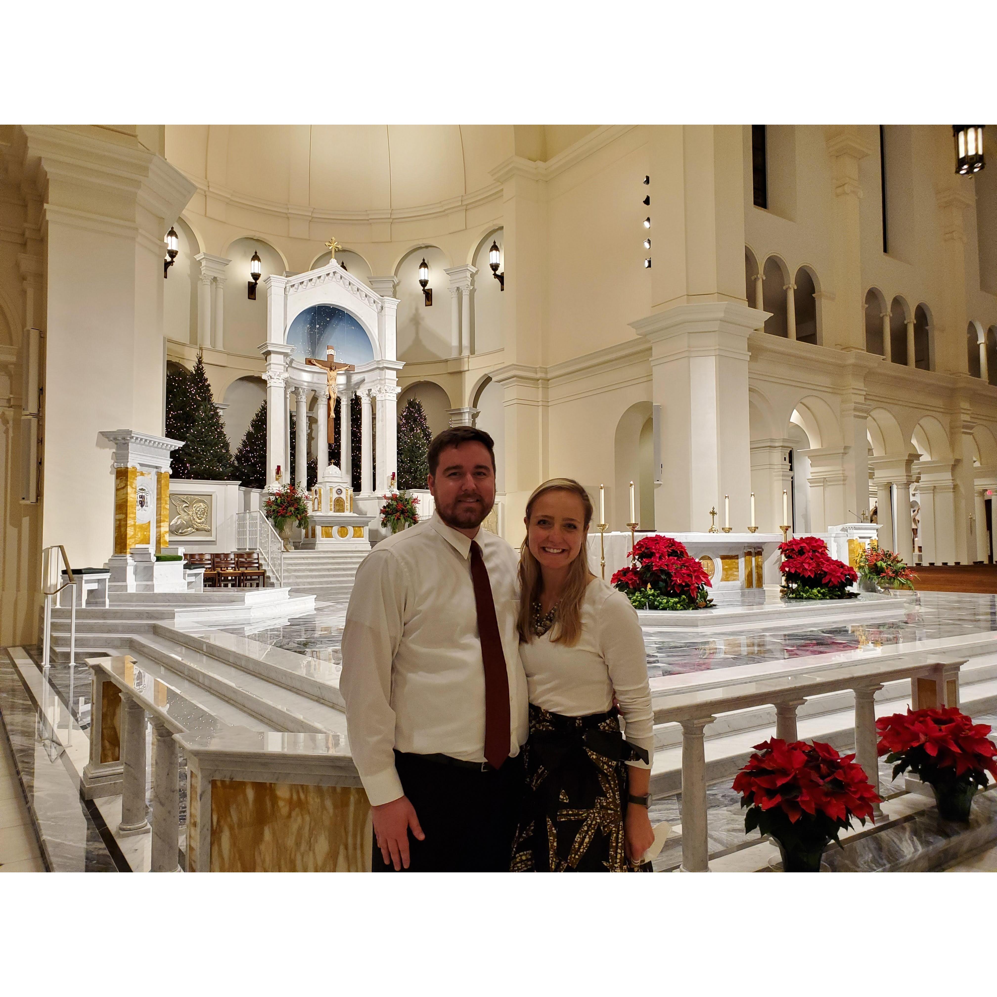 Christmas mass at the Holy Name of Jesus Cathedral in Raleigh (where we will be getting married!)