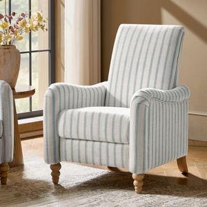 Camilo Farmhouse Recliner with Solid Wood Spindle Legs - Blue