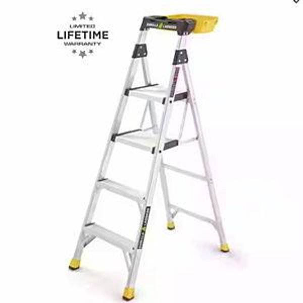 5.5 ft. Aluminum Dual Platform Heavy-Duty Ladder with Project Bucket(10 ft. Reach), 300 lb. Capacity Type IA Duty Rating