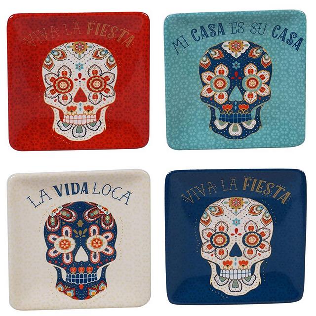 Certified International La Vida 6" Canape/Snack Plates,Set of 4 Assorted Designs