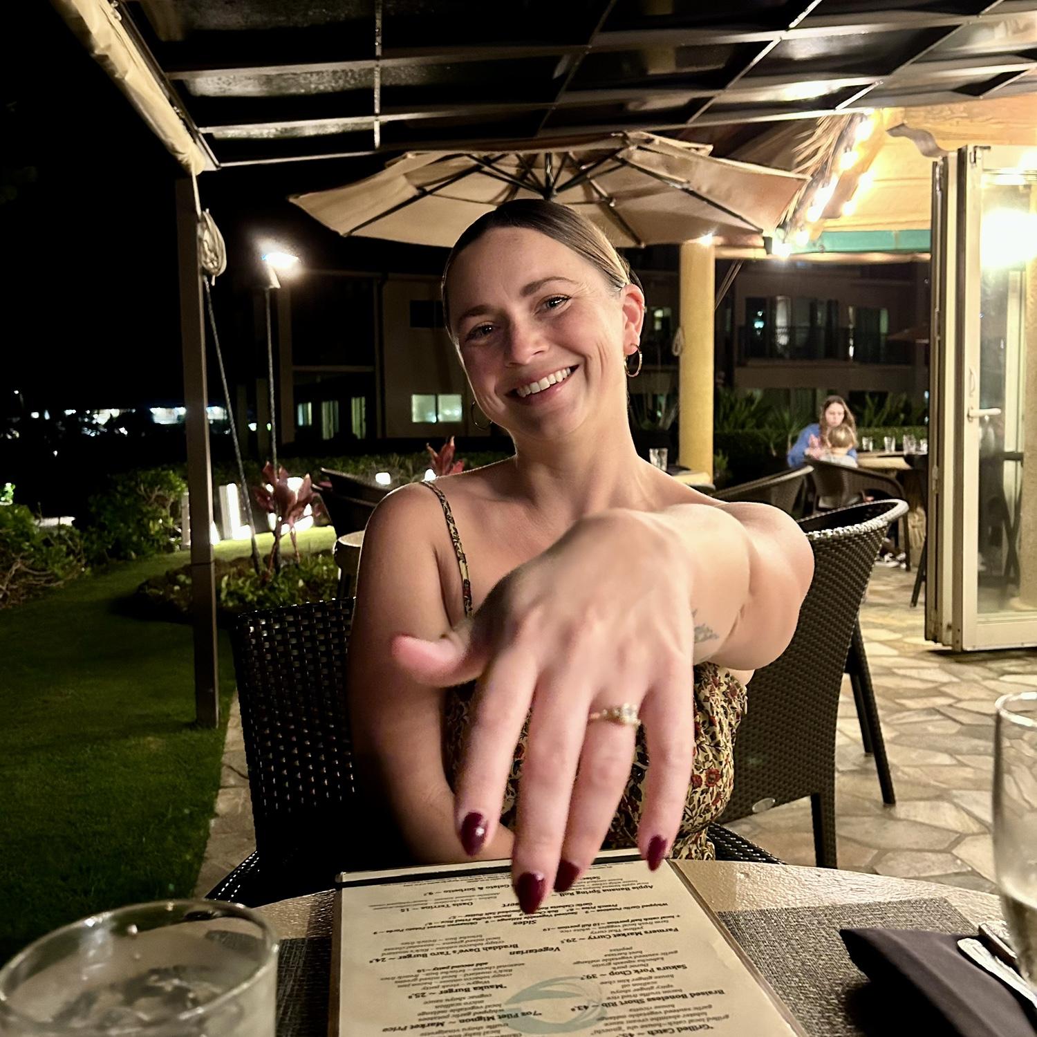 Celebratory engagement dinner at Oasis in Kauai HI.