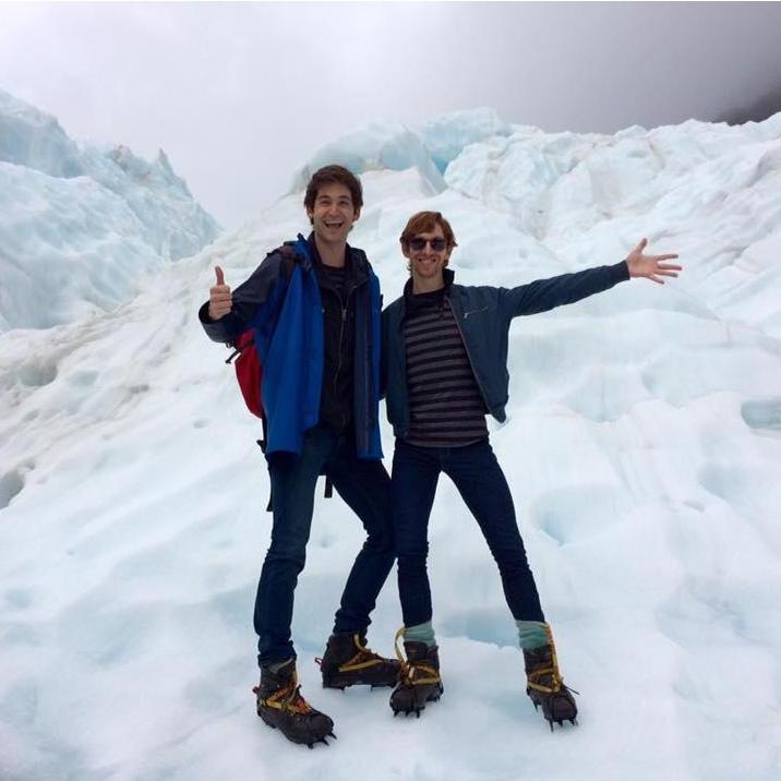 This was after we took a Helicopter to the top of a glacier.  Honestly just happy to be on solid ground... I mean ice.  New Zealand 2016