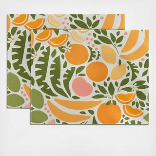 Modern Fruits Retro Abstract Placemat, Set of 2
