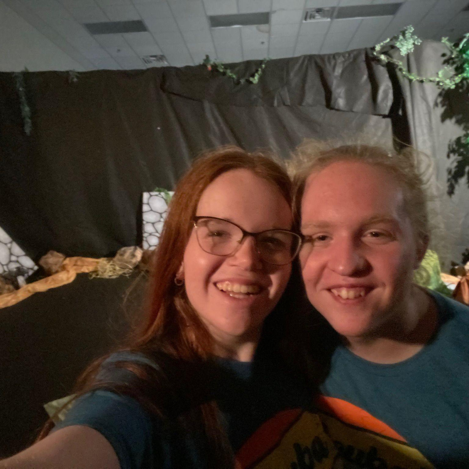 Setting up VBS decorations to teach the Bible story!