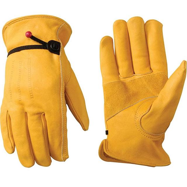 Wells Lamont Men's Cowhide Leather Work Gloves | Adjustable Wrist, Puncture and Cut Resistant | Medium (1132M)