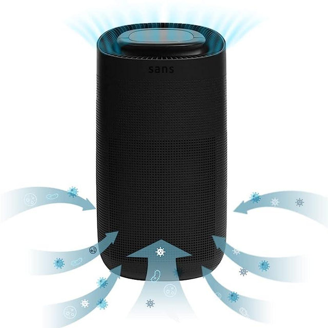 Sans HEPA 13 Air Purifier - Black - 1560ft² Ultra-Quiet Home Air Purifier, Pre-Filter, Activated Carbon, UV-C Light, Protect from Odors, Smoke, Pollutants, Allergens, Dust, Dander, Harmful Chemicals