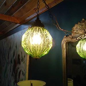 Vintage Swag Lamp in Green