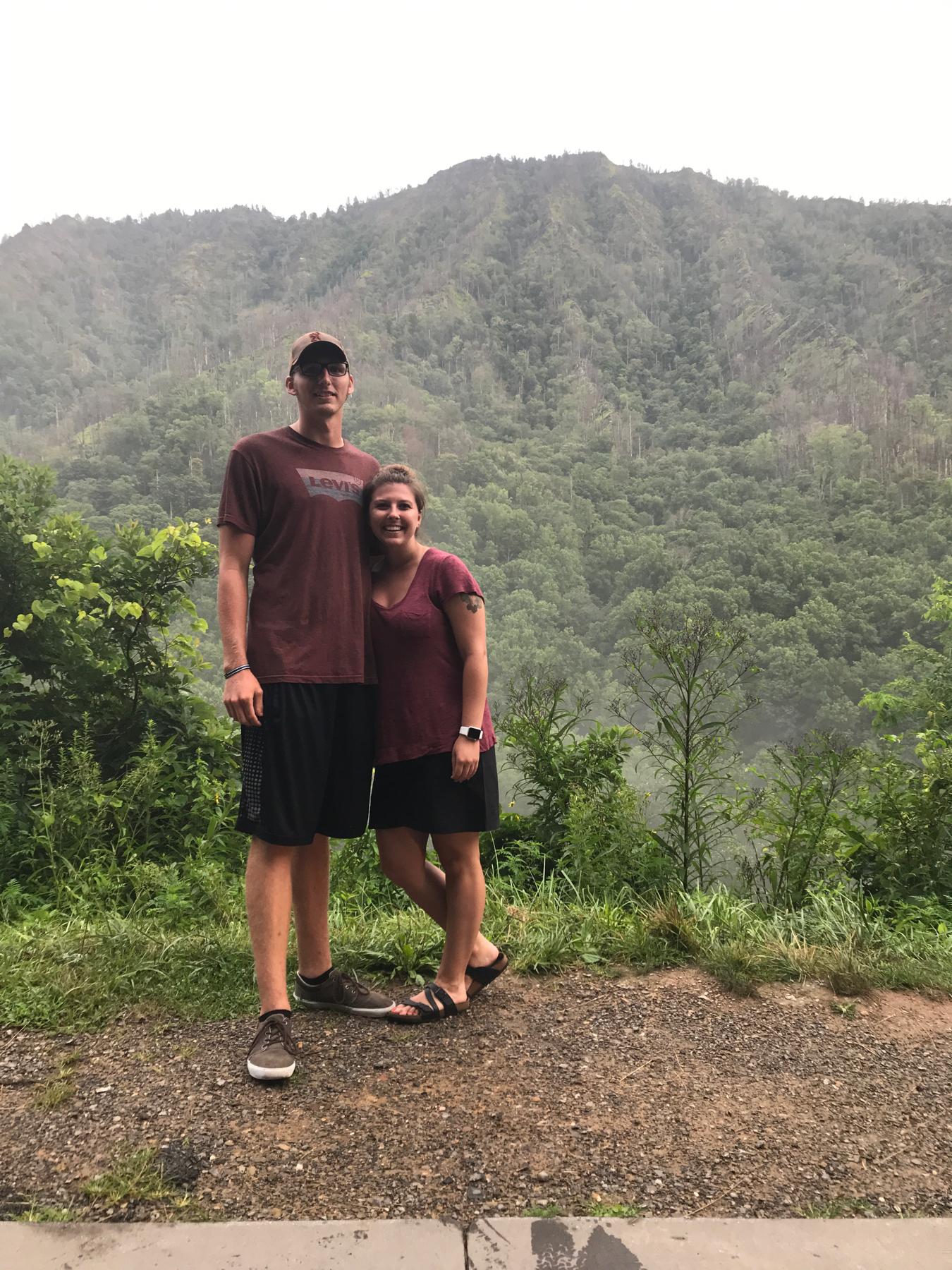 This was our first road trip together. In this picture, we were in the Great Smokey Mountains.