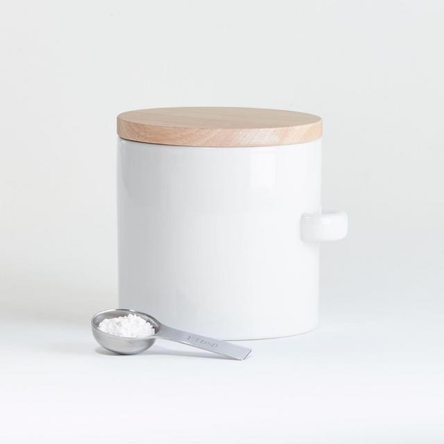 Small White Canister with Scoop