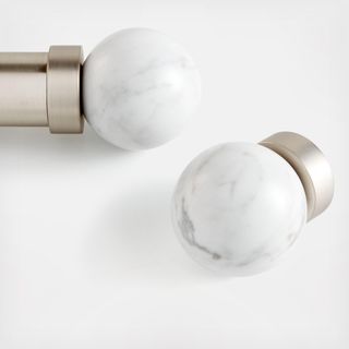 Large Marble Round Curtain End Cap Finials, Set of 2