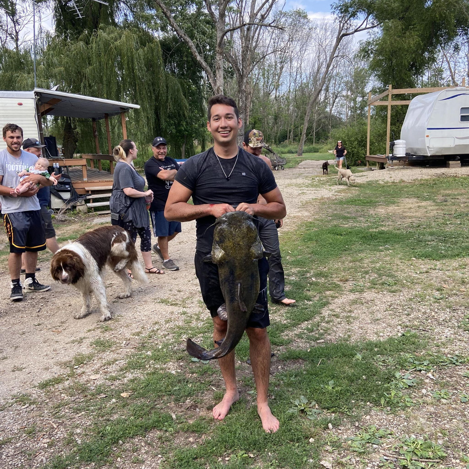 Tim noodled this fish at the family reunion - July 2023