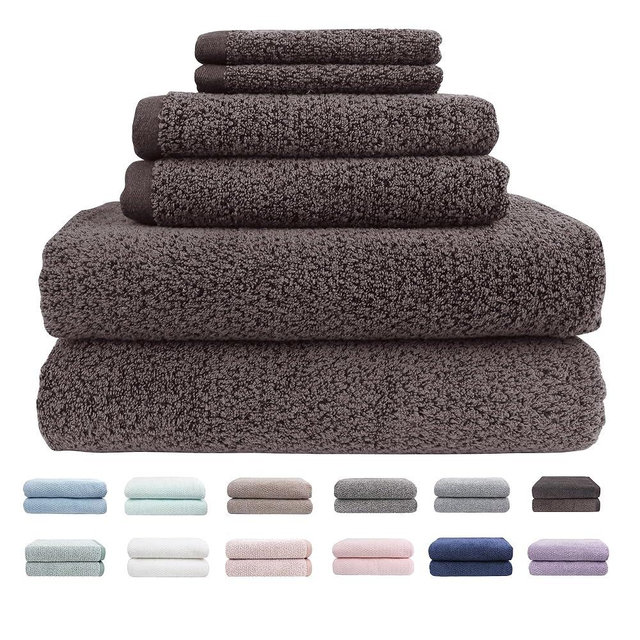 Everplush Diamond Jacquard 6 Pieces Bath Towel Set, Luxury Super Soft Oversized Bath Towels,Highly Absorbent & Quick Drying Towels for Bathroom Charcoal