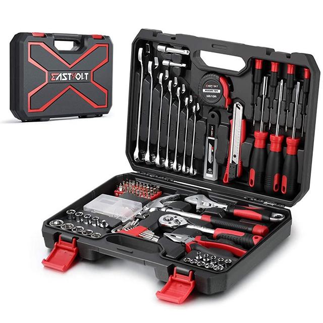 158-Piece Tool Set, EASTVOLT General Household Hand Tool Kit,Auto Repair Tool Set, with Solid Carrying Tool Box, EVHT15801