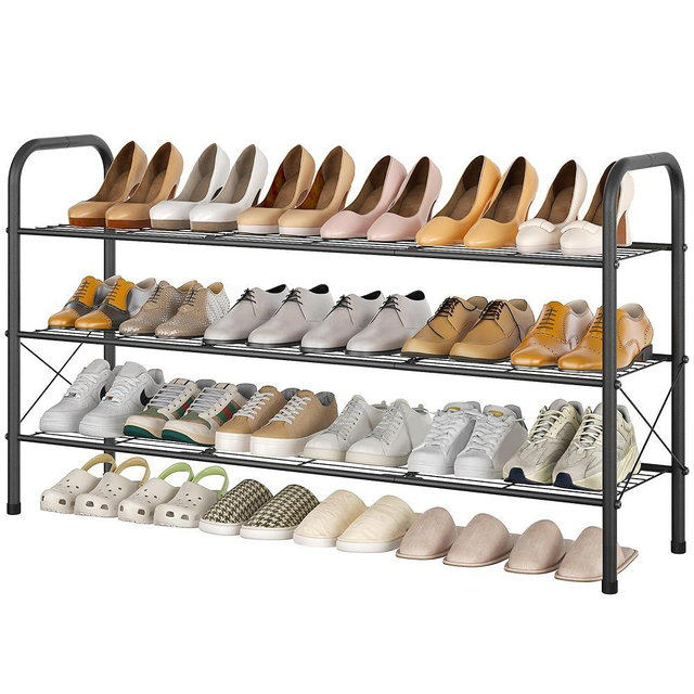 Hoctieon 3 Tier Mesh Style Shoe Rack, Entryway Shoe Shelf, Shoe Rack FreeStanding, Shoe Storage Organizer, Shoe Rack for Closet, Space Save for Bathroom, Garage, Hallway, Bedroom, Living Room