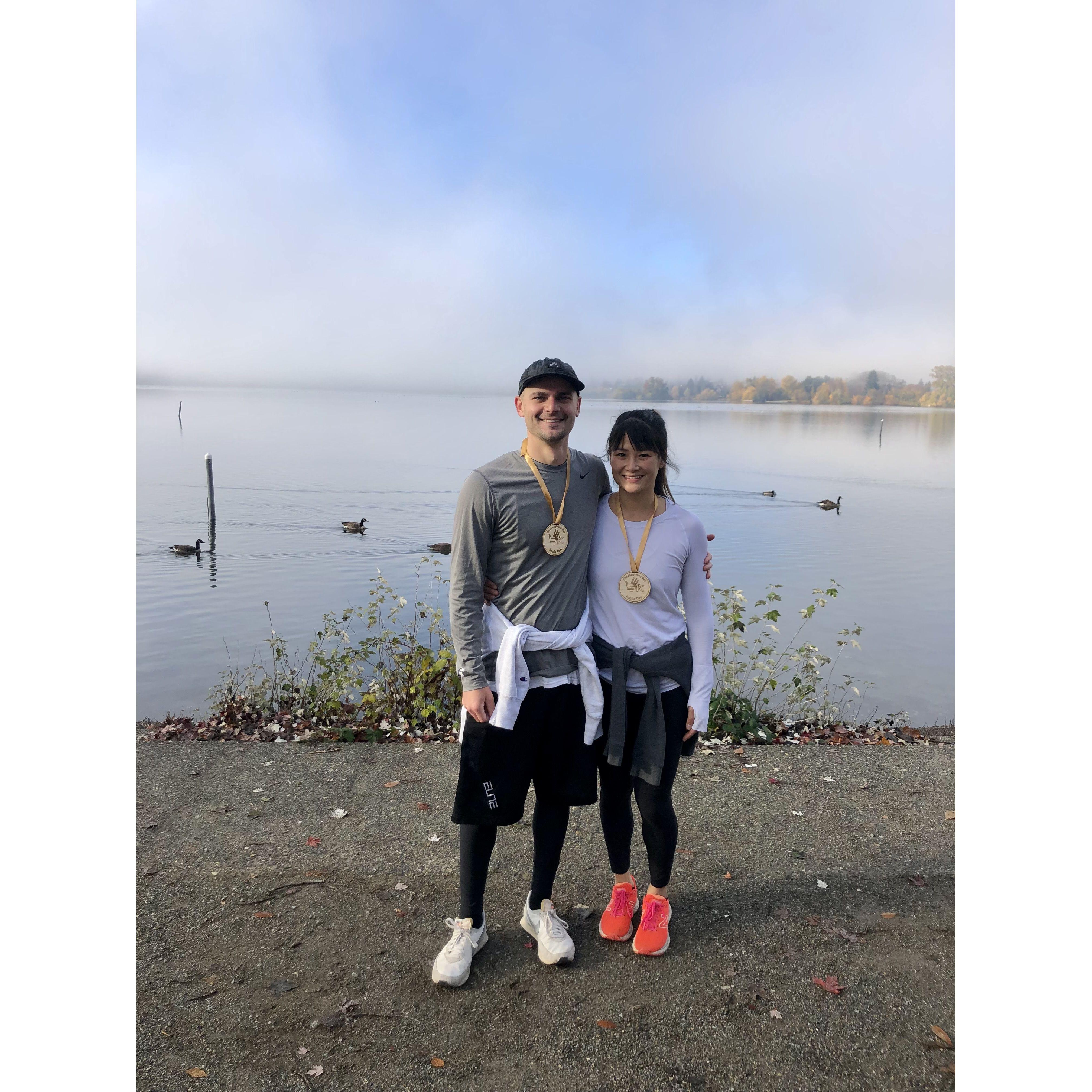 The start of a tradition together - running the Turkey Trot 5K Thanksgiving morning