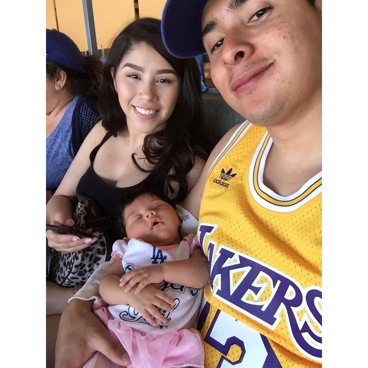 Malias first Dodger game and our first big outing as parents.