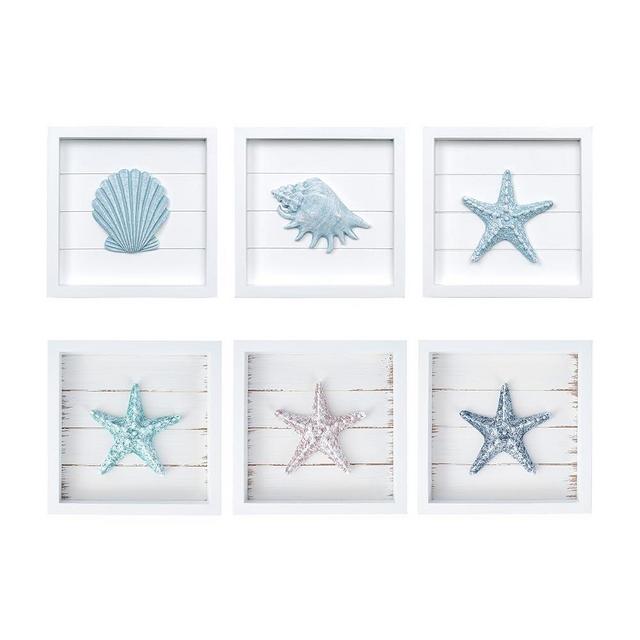 Seashells and Starfish Beach Decor Pastel Bundle - Framed and Ready to Hang Beach Decorations for Home