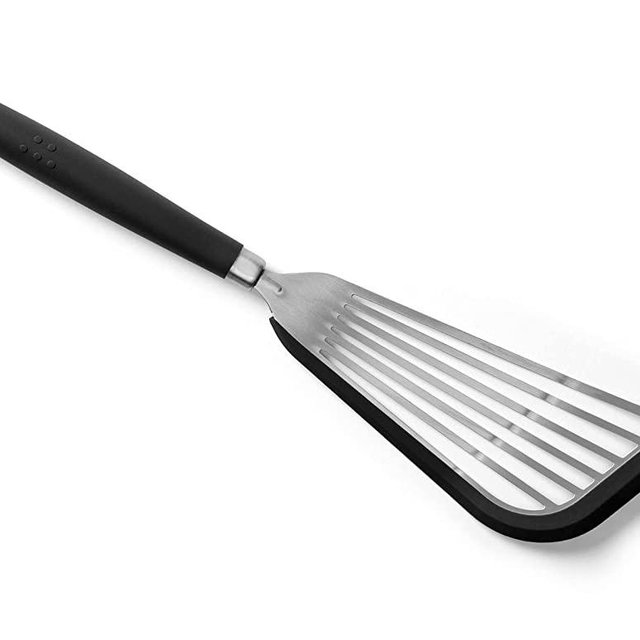 Misen Fish Spatula - Slotted Fish Turner Spatula - Silicone Fish Spatulas for Nonstick Cookware, Black