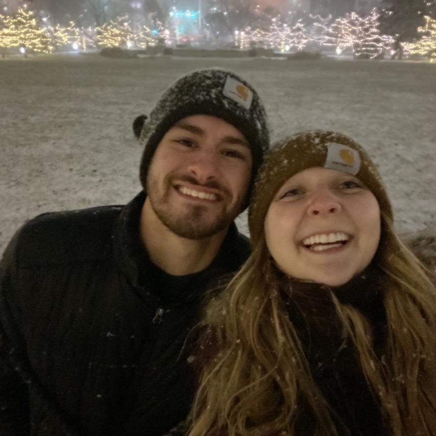 12/10/21 Playing in the first snow of the season with Porter at the park in front of our Omaha apartment