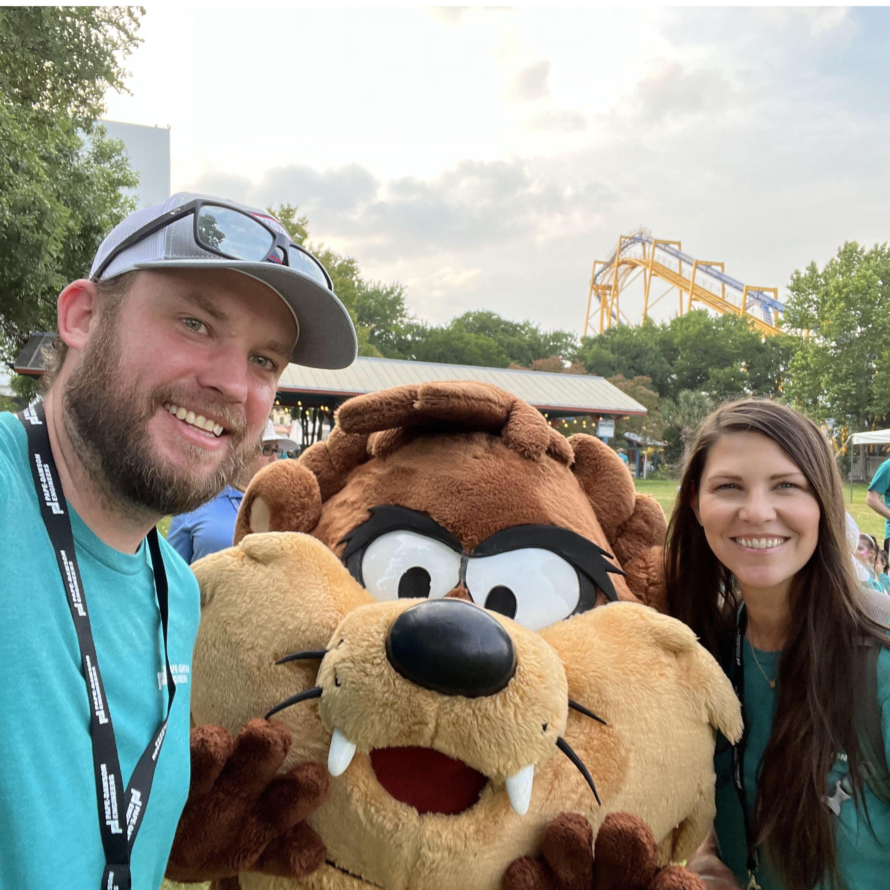 Jon's company picnic.  He did not want to stop the Tazmanian Devil and take this picture lol.