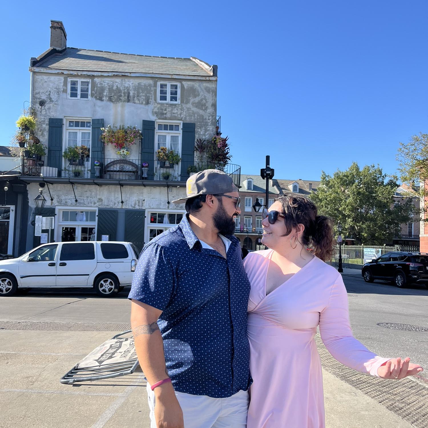 Nikolai and Selah in New Orleans. She learned about his culture of food and the marathon of eating all the seafood. Sadly he discovered, she will try everything but not love it…except for beignets