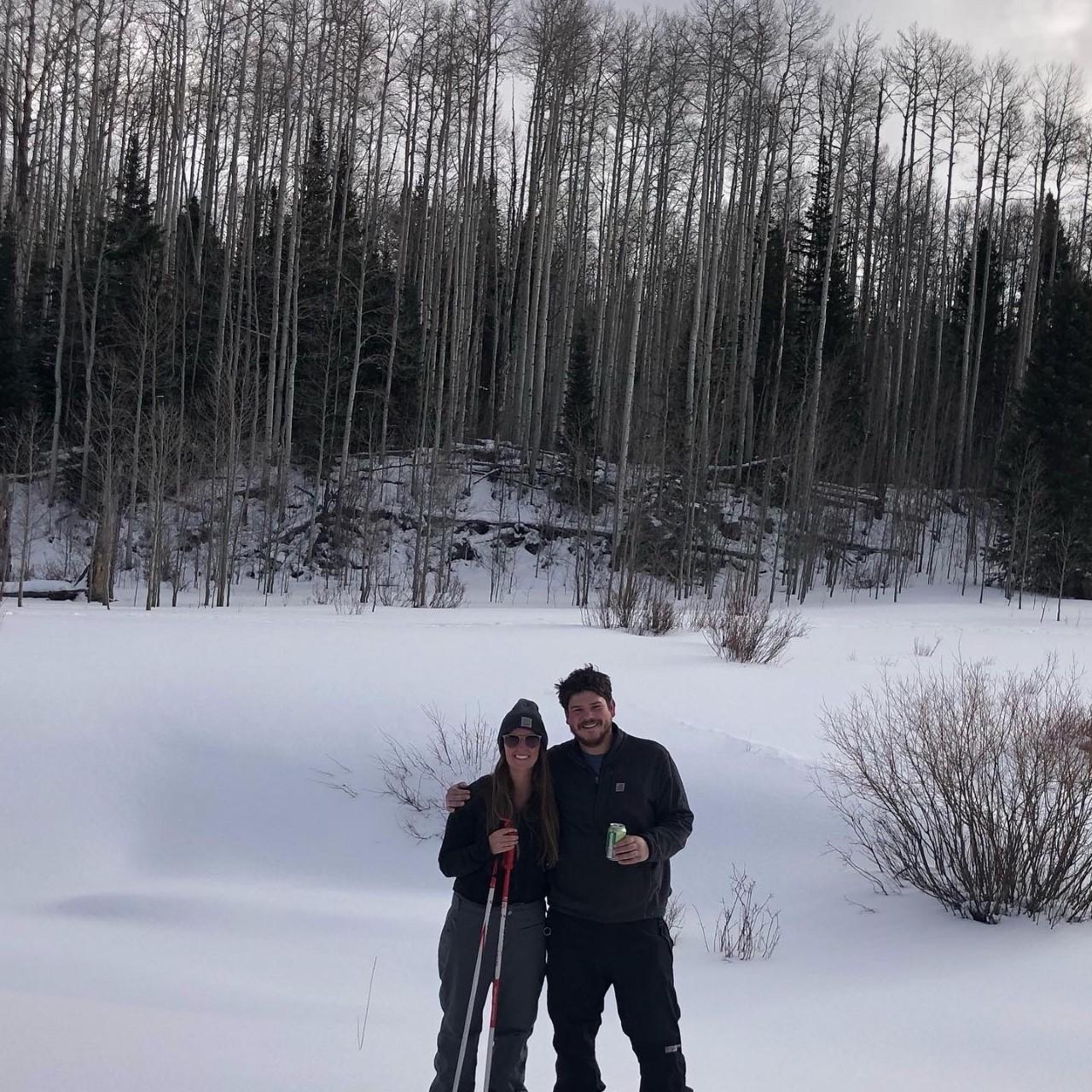 Snowshoeing in the mountains