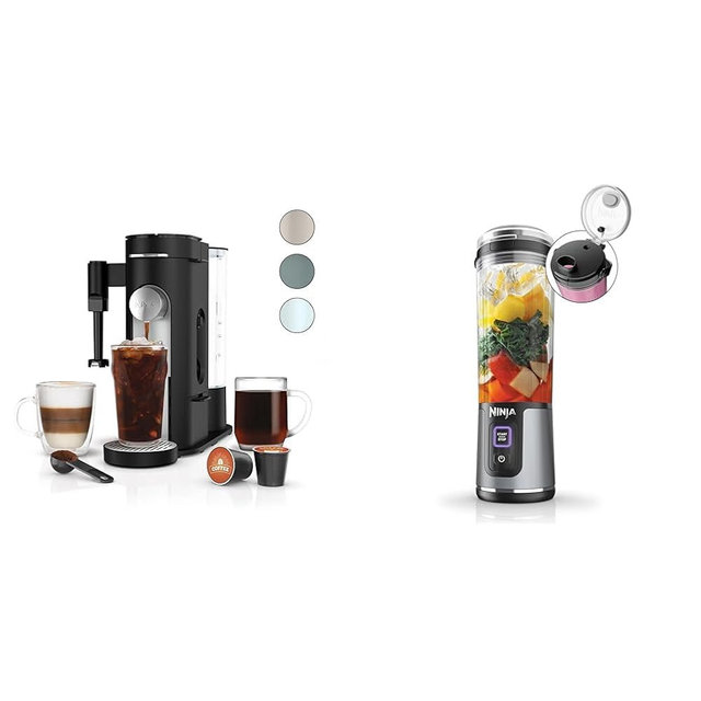 Ninja Pod & Grounds Specialty Single-Serve Coffee Maker bundled with the Blast Portable Blender, Cordless, 18oz. Vessel, Personal Blender for Shakes & Smoothies, Leakproof-Lid & Sip Spout