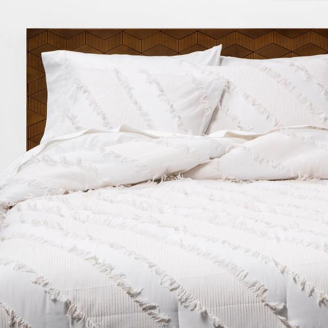 White Diagonal Textured F/Q Comforter & Sham Set - Opalhouse™