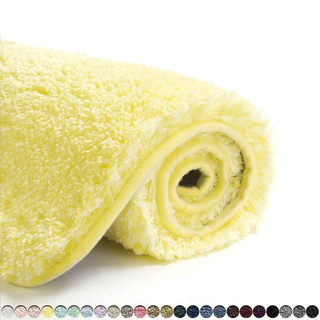 Suchtale Bathroom Rug Non Slip Bath Mat for Bathroom (16 x 24, Yellow) Water Absorbent Soft Microfiber Shaggy Bathroom Mat Machine Washable Bath Rug for Bathroom Thick Plush Rugs for Shower