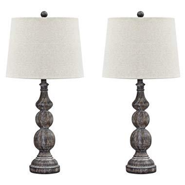 Signature Design by Ashley - Mair Poly Table Lamp - Farmhouse Style - Timeworn Finish - Black