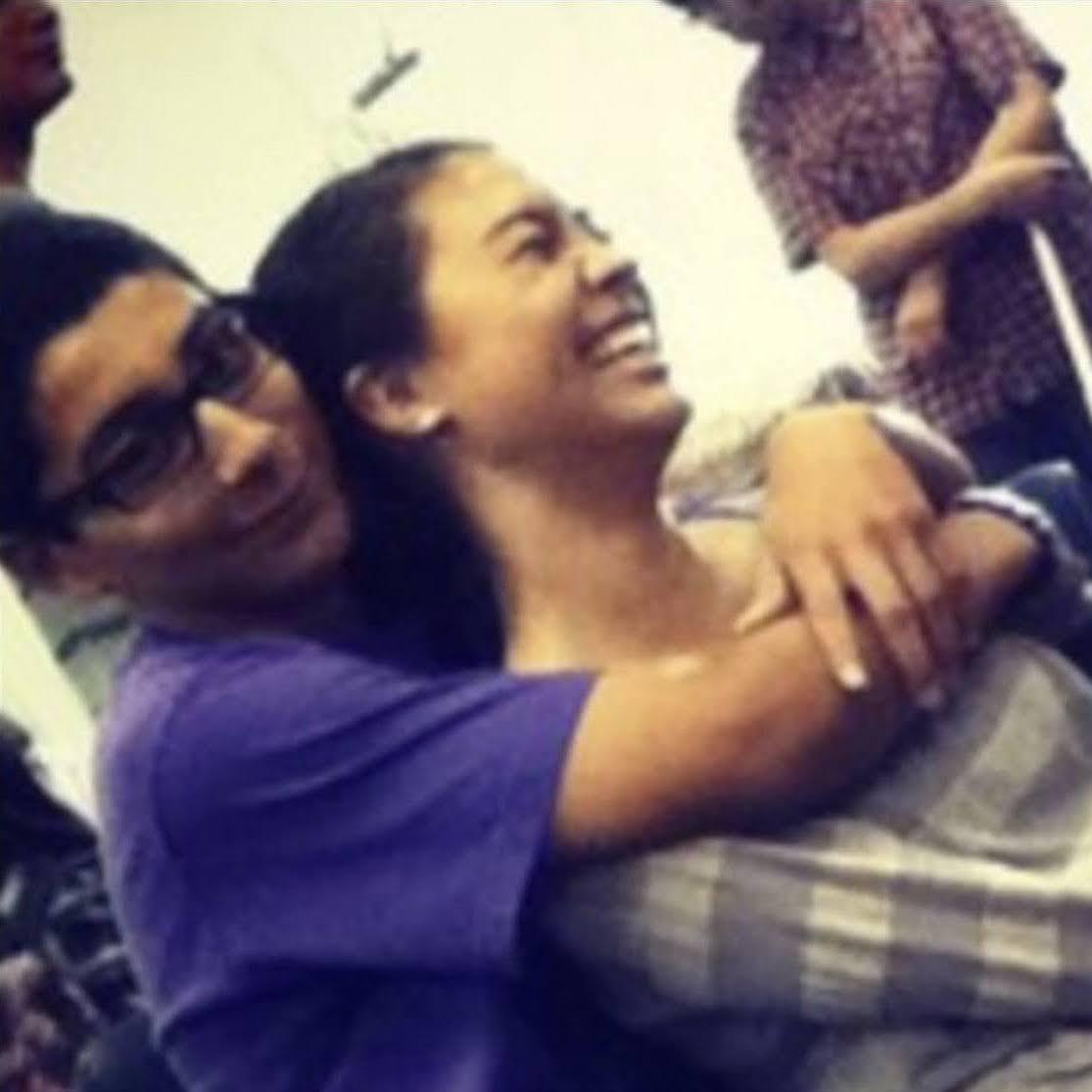 Our first picture together in 8th grade band class