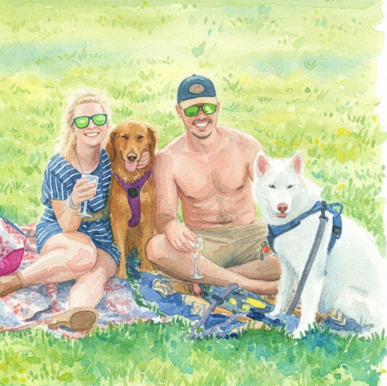At a winery with Mel and Denali.