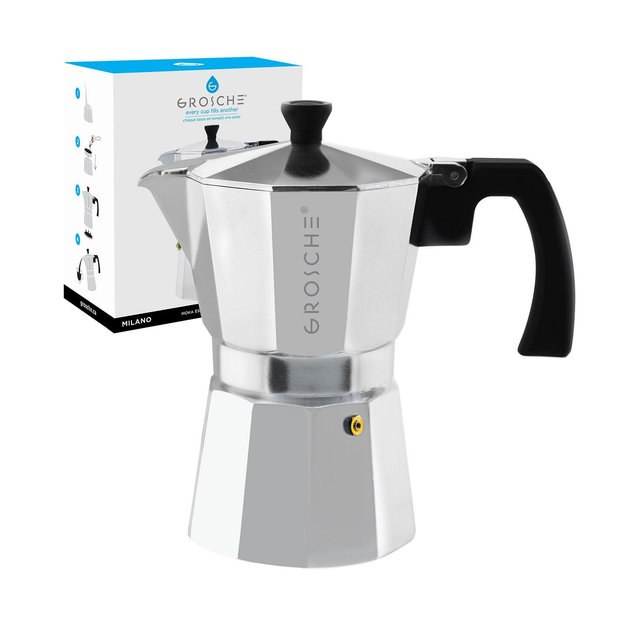 GROSCHE Milano Stovetop Espresso Maker Moka Pot 6 Espresso Cup Size 9.3 oz