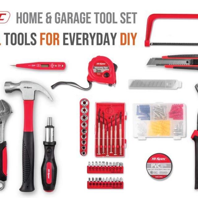 Hi-Spec 120 pc Home & Garage Tool Kit with Long Nose Pliers, Tongue and Groove Pliers, Ratcheting Bit Driver, Claw Hammer, Hack Saw, Precision Screwdriver Set, Adjustable Wrench & Sockets Tool Set