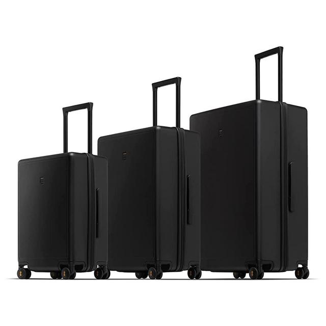 LEVEL8 3 Peice Luggage Sets, 20 Inch 24 Inch 28 Inch Hardshell Suitcases, Lightweight PC Luminous Textured Hardside Luggage, with Spinner Wheels & TSA Lock, 3-Piece Set (20/24/28) - Black
