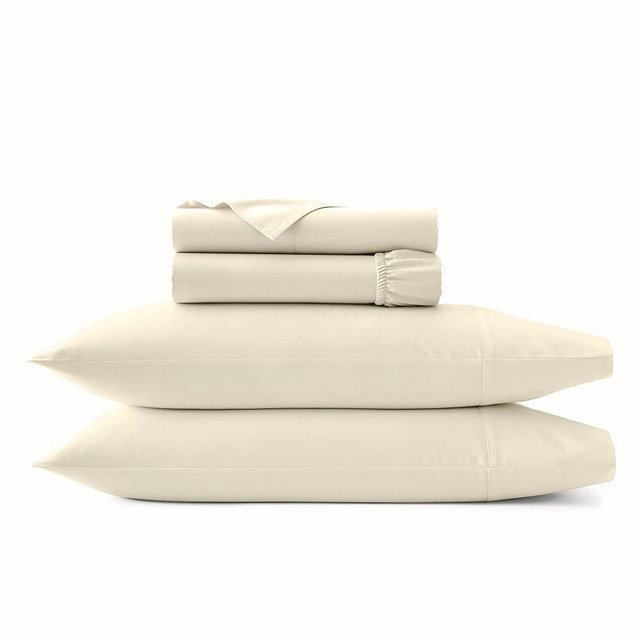 BOLL & BRANCH Signature Hemmed Sheet Set – Luxury 100% Organic Cotton – 1 Flat Sheet, 1 Fitted Sheet and 2 Pillowcases with 7” Hemline – Buttery Soft and Breathable, Natural, Queen