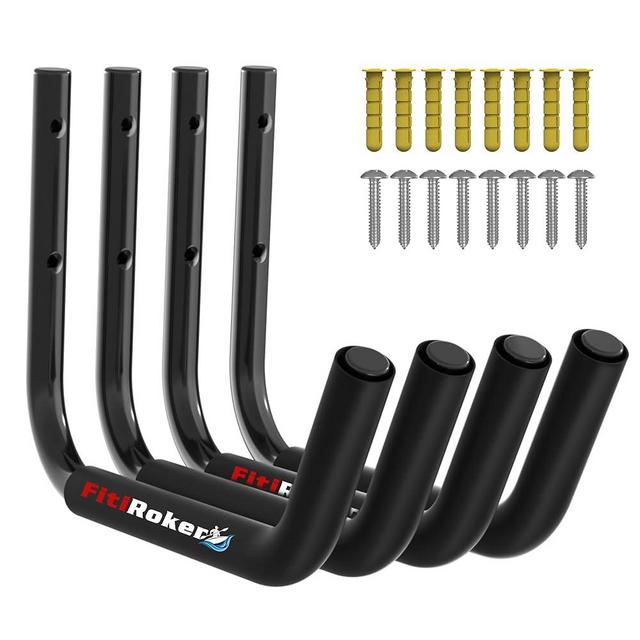 FitiRoker Kayak Storage Rack – 100LB Wall Mounted Kayak Hook with EVA Padding | Kayak Wall Mount & Kayak Rack for Garage | Garage Storage Hooks for Canoes, Paddle Boards, Ladders, Bikes (Round Tube)