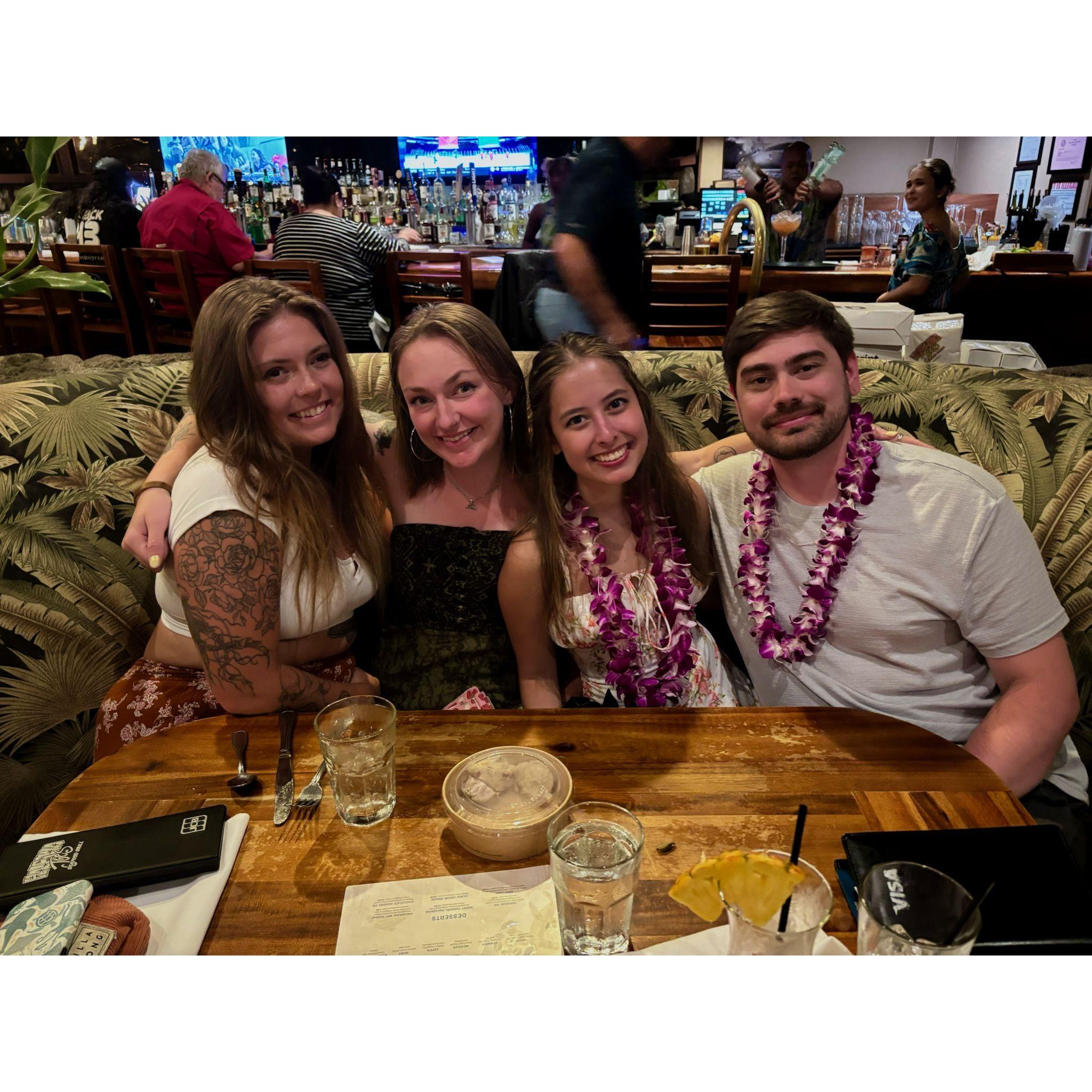 Maya, Taylor, Clayton, and I having post-proposal dinner.
