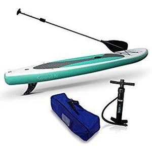 ISLE 12'6 Airtech Inflatable Touring Stand Up Paddle Board (6" Thick) Package | Includes Adjustable Travel Paddle, Carrying Bag, Pump