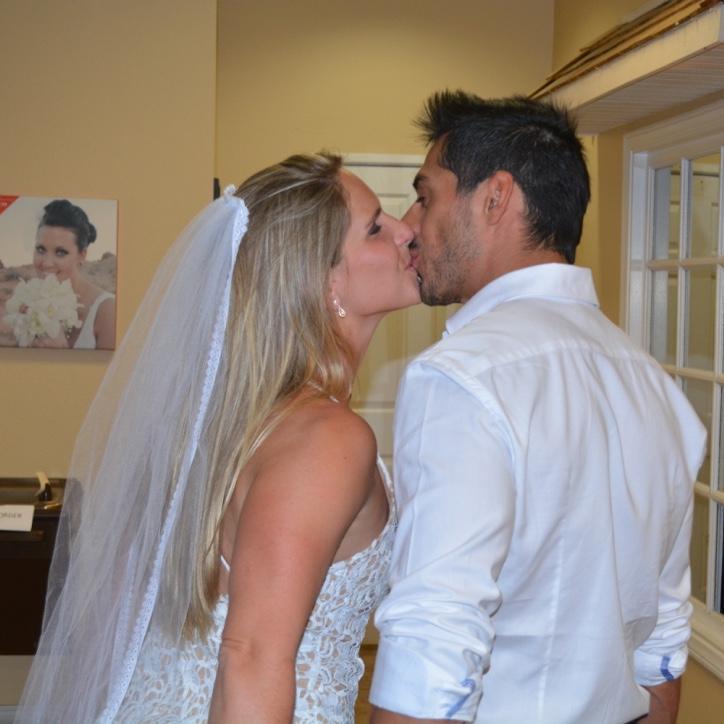 Snuck in a kiss before the I Do's.