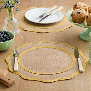Hessian Textured Round Placemat, Set of 6