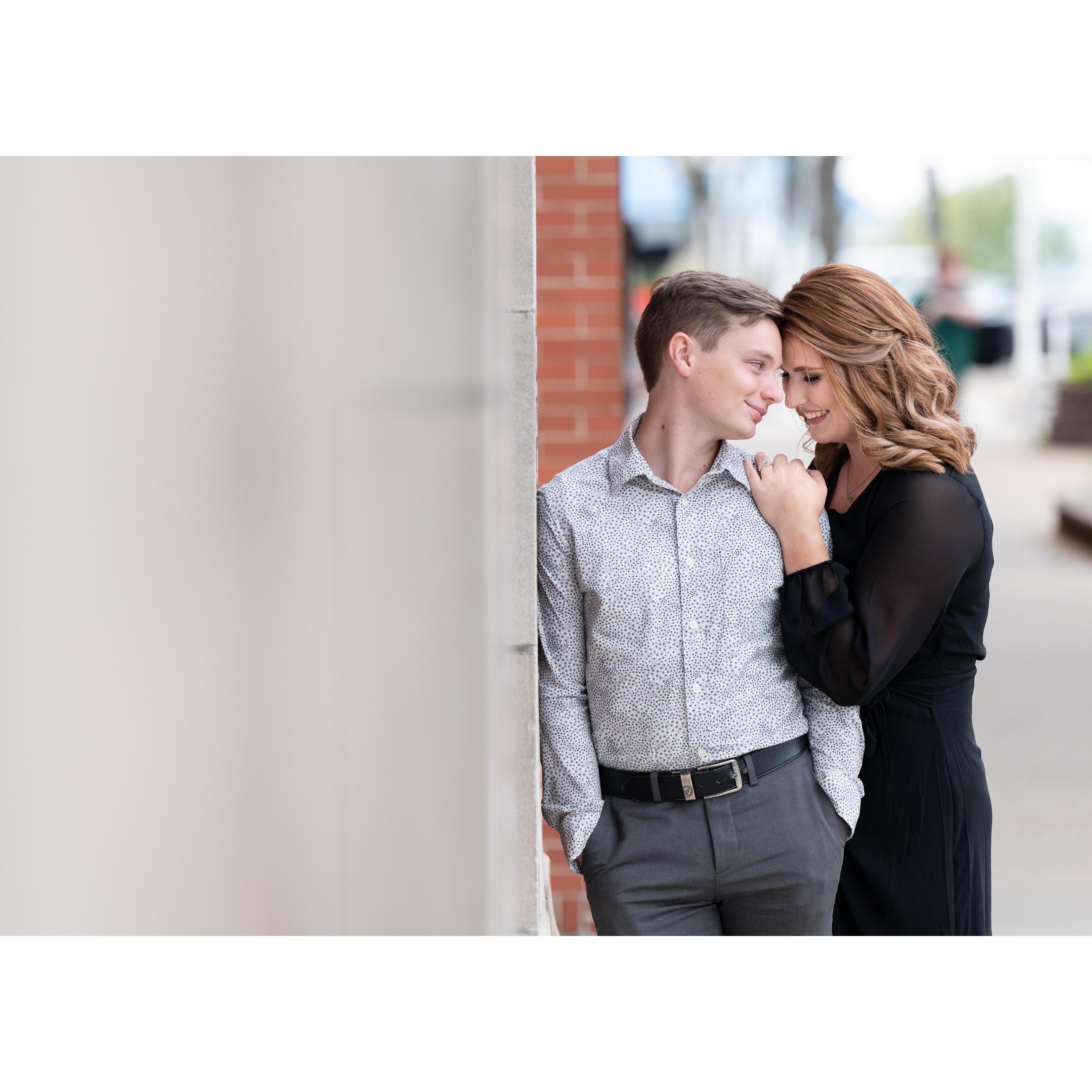 Our engagement shoot, downtown St. Joseph, Michigan.