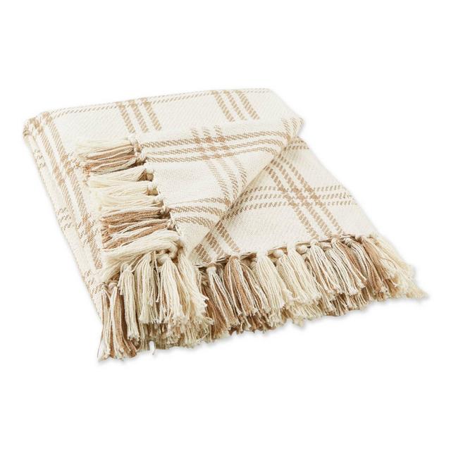 50"x60" Modern Farmhouse Plaid Throw Blanket Stone - Design Imports
